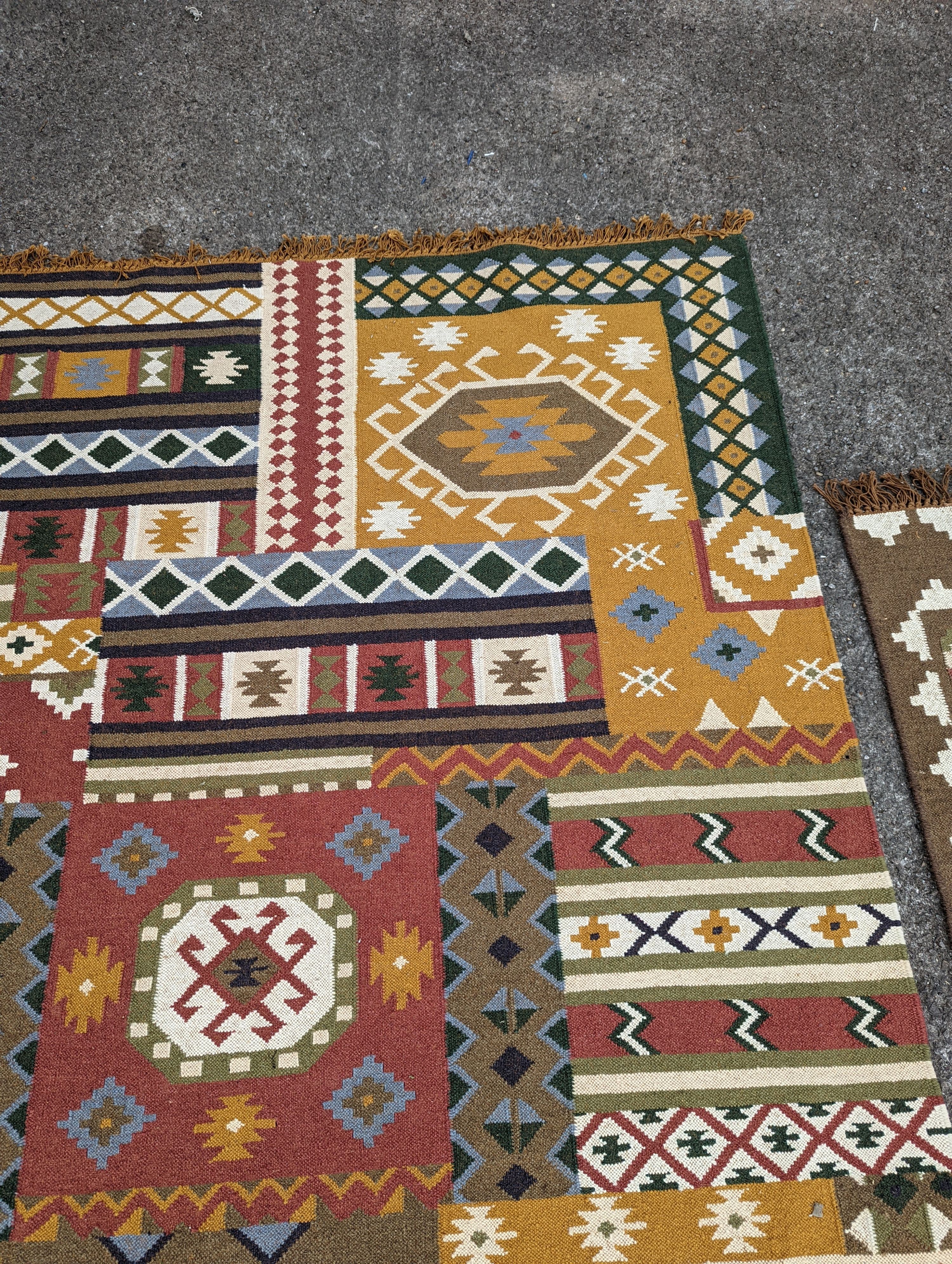 Three assorted Kilim flatweave carpets and rugs, 290 x 200cm, 240 x 170cm, 200 x 140cm